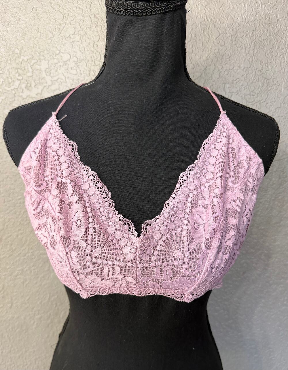 Intimately Free People Womens Sz XL Pink Mauve Lace Bralette Bra Tank